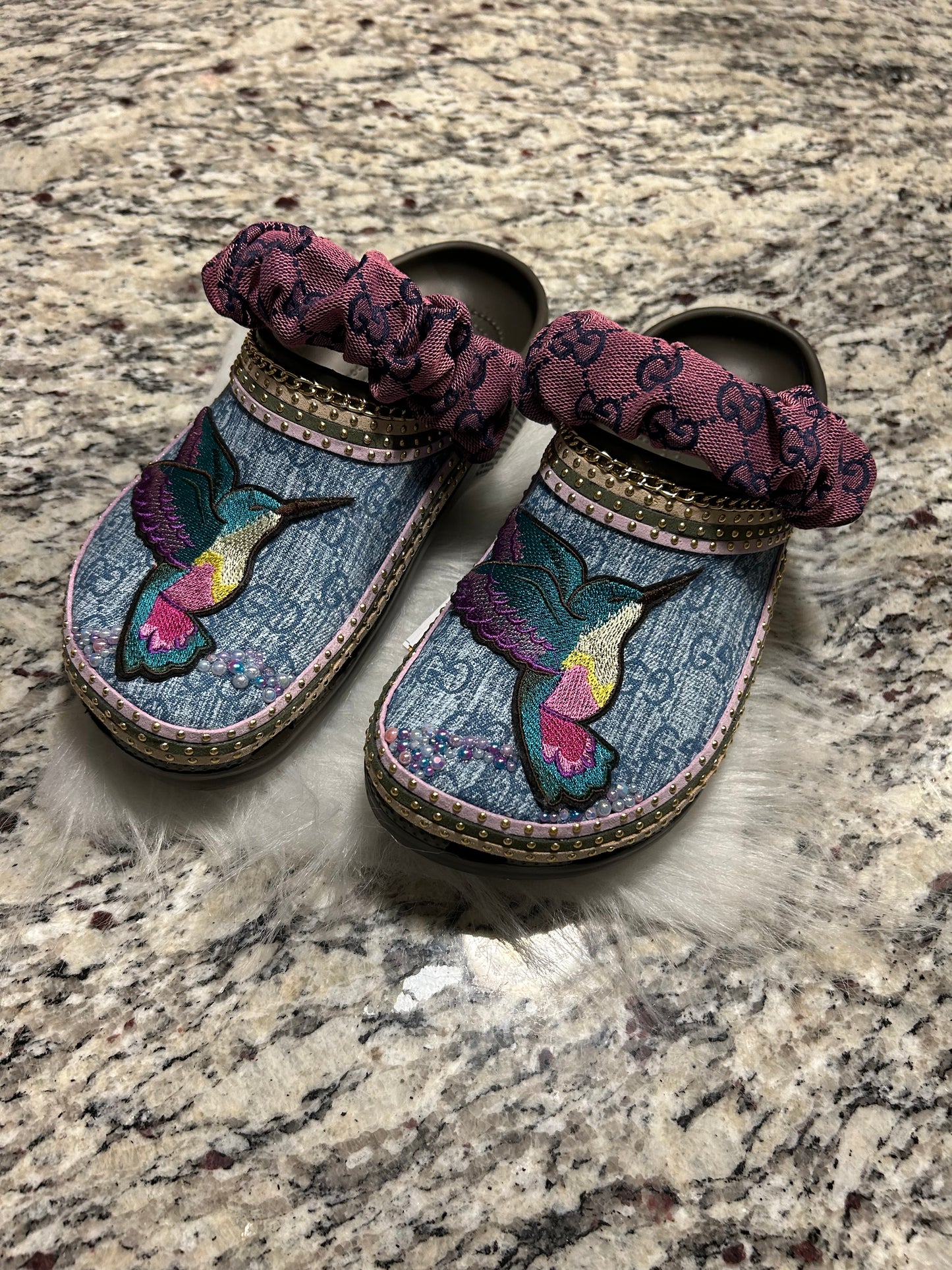 Hummingbird Designer Inspired Crocs - Ladies 9