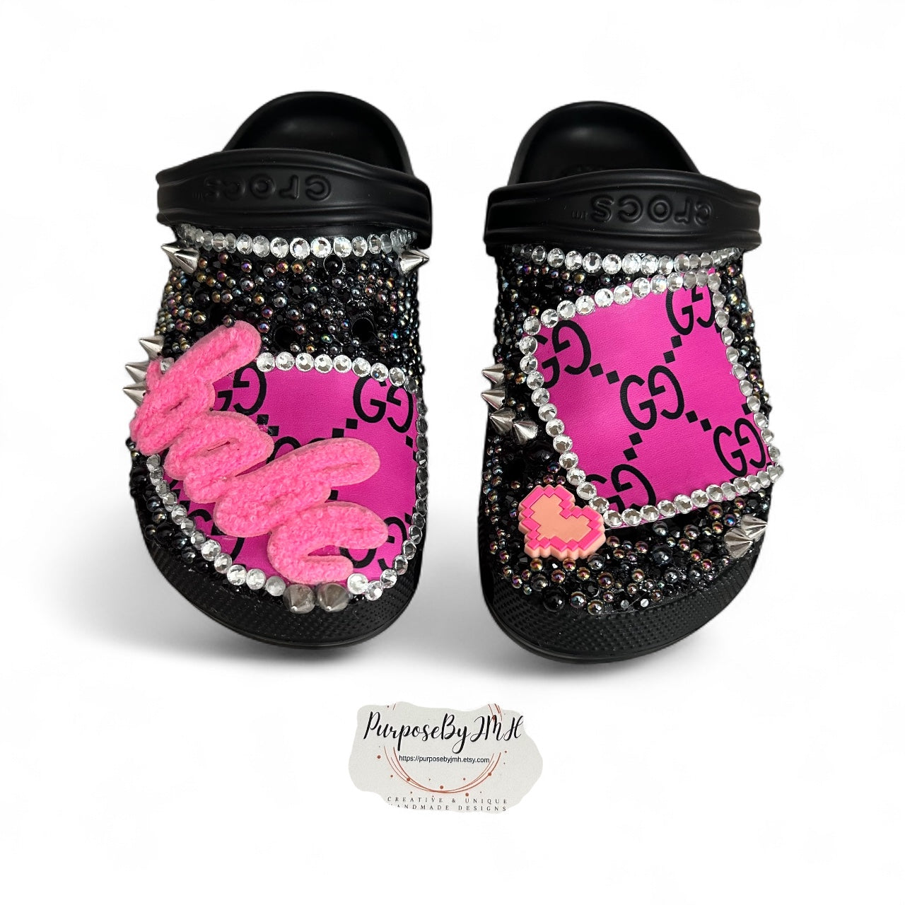 Ladies Edgy Pink & Black Crocs - Size 8