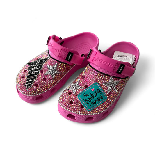 Pink Blinged Out Medical Professional Custom Crocs - Ladies 8