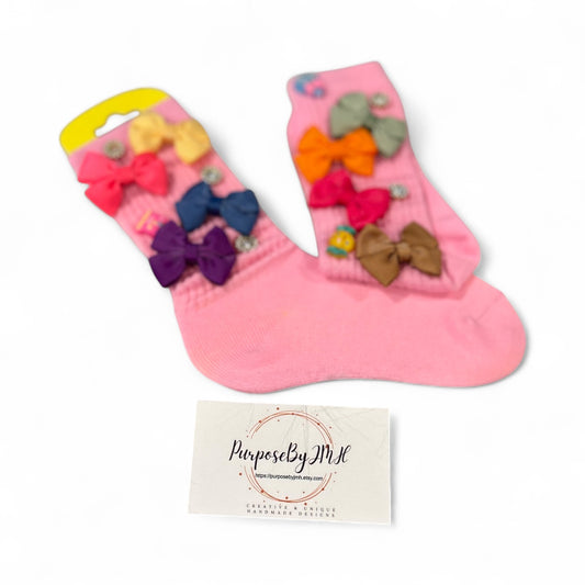 Junk Socks - kids/pink/bows