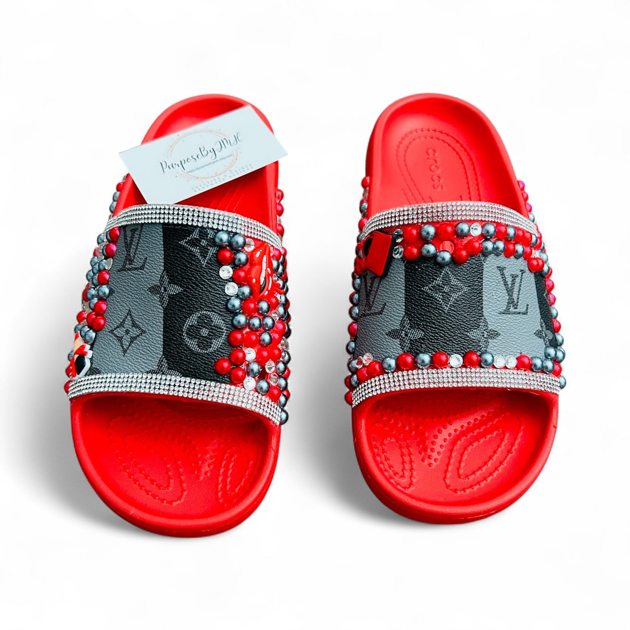 Ladies Red All Over - Croc Slides Size 9