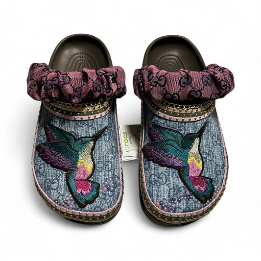 Hummingbird Designer Inspired Crocs - Ladies 9