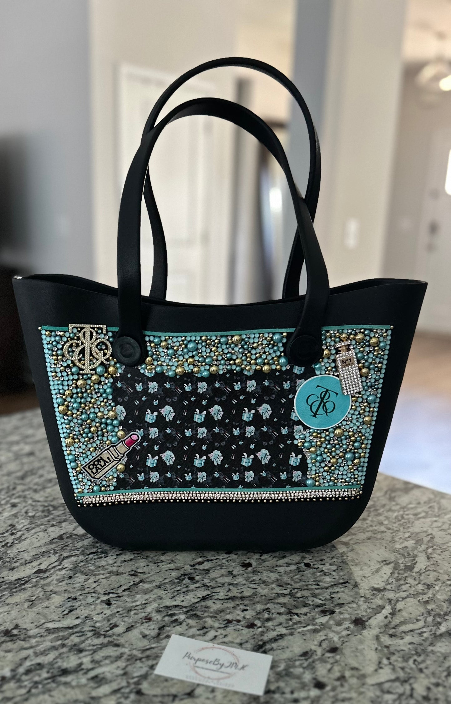 Inspired Bogg/Croc Bag - Turquoise & Black